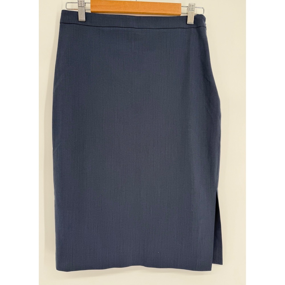 Banana Republic Navy Blue Wool Blend Pencil Skirt Side Slit Sz 4 Professional